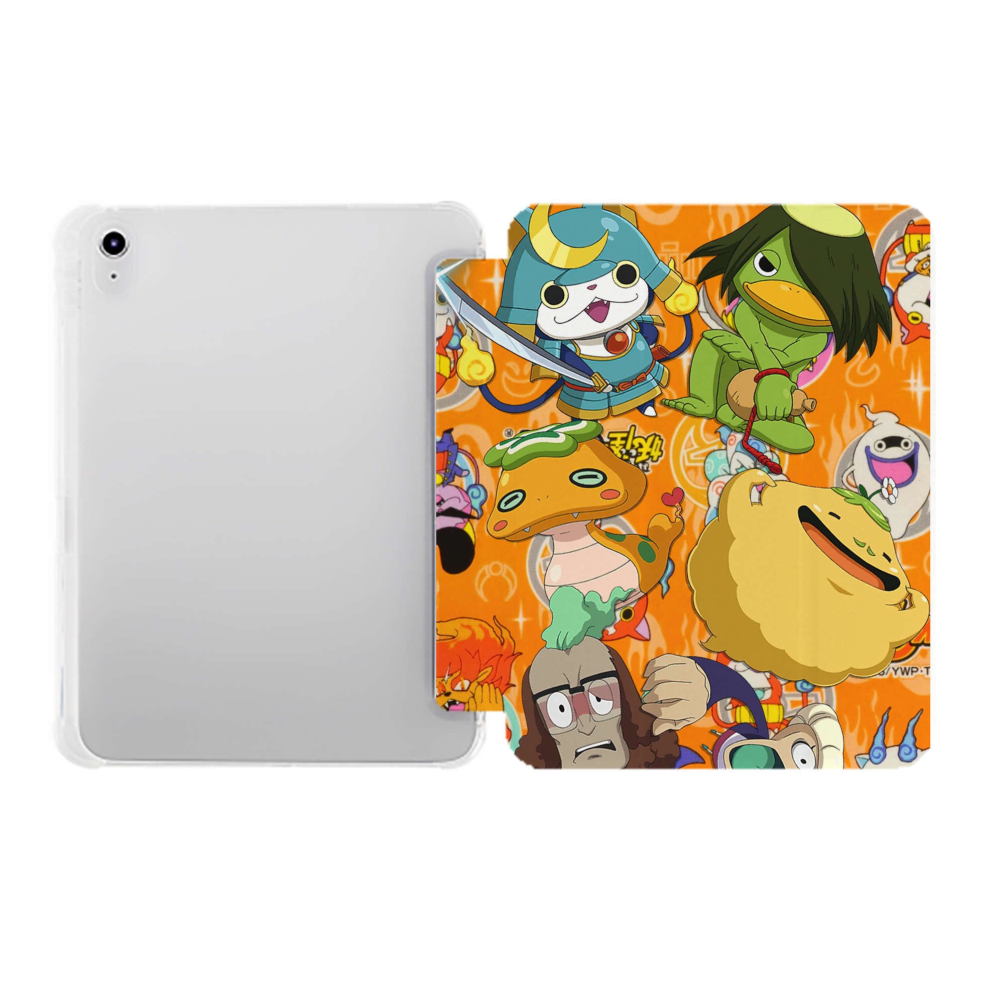 （画像用） 妖怪ウォッチ Yo-kai Watch IPad ケース ペン収納付き 三つ折りスタンド PUレザー×シリコン 対応機種9.5/10.5/10.9インチ